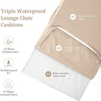 Chaise Lounge Cushions Outdoor Furniture 80 x 26 Inch Patio Lounge Chair Cushions 4'' Thick Waterproof Outdoor Chaise Cushion Weather Resistant Pool Lounger Cushion(Khaki)