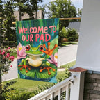 Frog Garden Flag Vertical Double Sided Outdoor Yard Flags 12.5x18 Inch Burlap Banners for House Lawn