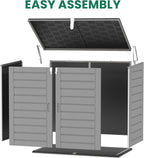 Outdoor Trash Can Storage Shed 4.6 x 4.1 FT, 304 Gallon Resin Shed with Lockable Doors & Lift Lid, Waterproof Outdoor Storage for Garden Tools, Cushions and Patio Equipment (Gary)