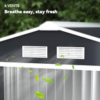 Outsunny 7' x 4' Outdoor Storage Shed, Garden Tool Metal Shed with Foundation Kit, Double Lockable Door, Air Vents and Sloping Roof, for Backyard, Patio, Lawn, Dark Gray