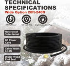 TDRD 120 feet Roof & Gutter Snow De-Icing Kit, 5W/ft Heat Tape for Roof and Gutters Ice Dam Prevention with 6 ft Power Cold