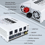 4000W Power Inverter 12V DC to 110V 120V AC (Peak 8000W) for RV, Truck, Off-Grid, Solar, Home & Vehicles | 4 AC Outlets, 3.1A USB Port | LCD Display, Remote Controller (16.5Ft Cable) & Hardwire Kit
