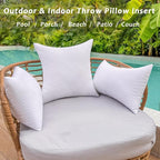 18 x 18 Outdoor Pillow Inserts Set of 4 Medium Square Patio Furniture Pillows for Porch Couch Fall Throw Pillow Inserts Premium Decorative Stuffer Pillows Waterproof White Sofa Cushion
