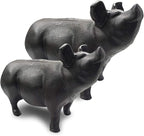 NACH Cast Iron Pig Statue - Black Door Stopper/Paperweight, Rustic Garden Decor, 9.2x3.7x5.9 Inch, Black Head Up Pig