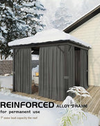 Hardtop Gazebo 12'x12' for All Weather, with Double Metal Roof, Aluminum Alloy Frame, and Net and Curtain, Permanent Building of Backyard Luxury for Patio, Deck, Backyard, Lawn, and Garden, Gray