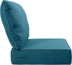 Luxury 22x24/22x25 6-Inch Outdoor Seat Cushions - Set of 2 Water Resistant Patio Chair Cushion for Porch Set Rattan Dining Rocker Glider Chairs Loveseat Couch Sectional Sofa - Peacock Blue