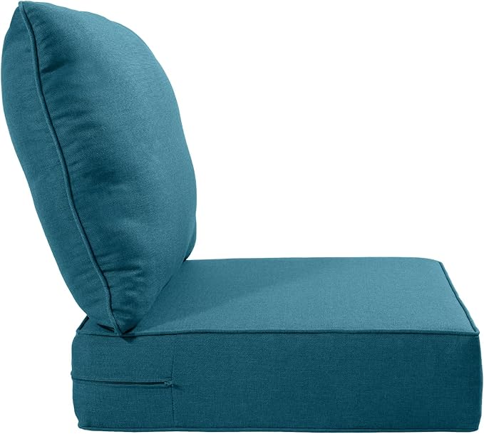 Luxury 24x24x6 Inch Outdoor Chair Cushions Set of 4 - Heavy Duty Water-Resistant Comfortable Cushion for Patio Furniture Set Dining Rocking Chairs Loveseat L-Shape Sofa - Peacock Blue