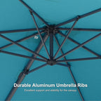 PURPLE LEAF 8' X 8' Patio Umbrella with Steel Plate Base for Pool 7' High Offset Outdoor Cantilever Umbrella Swimming Pool Umbrella with 360°Rotation for Poolside Turquoise Blue