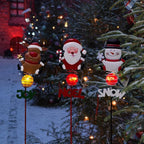 Christmas Solar Garden Lights,3 Pack Santa Claus Snowman Reindeer Solar Stake Lights,Xmas Figurine Lights for Yard Lawn Porch Holiday Decor for Women