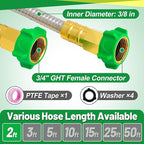 Short Garden Hose with Female to Female Connector - 2ft Metal Leakproof Leader Hose for Reel, Heavy Duty 304 Stainless Steel Flexible Water Pipe for Outdoor Garden Watering Car Pet Cleaning