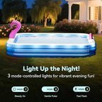 Dragon Inflatable Pool with Lights, Oversized 119"x86"x21" Family Inflatable Kids Pool Flamingo& Swan Inflatable Swimming Pool for Adults Blow up Pool for Backyard（with Electric Pump）