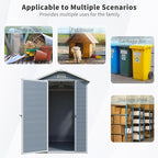 4x6 FT Resin Storage Sheds Outdoor with Floor, Windows & Lockable Door Storage Shed - Waterproof Garden Tool Shed, Patio & Backyard Tool Storage Cabinet Use - Grey
