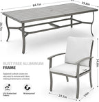 HAPPATIO Aluminum 9 Piece Patio Dining Set - Aluminum Outdoor Dining Set for 8, Patio Dining Table and Chairs Set, Patio Furniture with Table and Chairs (Gray)