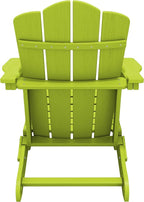 KINGYES Folding Adirondack Chair, HDPE All-Weather Patio Chairs, Wooden Textured Lawn Chair for Poolside, Backyard, Deck, Fire Pit, Apple