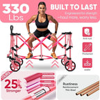 Sekey Pink Collapsible Foldable Wagon with 330lbs Weight Capacity, Heavy Duty Folding Wagon Cart with Big All-Terrain Wheels & Drink Holders. Pink