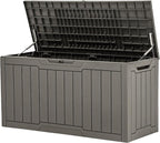 YITAHOME 80-Gallon Waterproof Resin Outdoor Storage Box, Lockable Storage Container for Outdoor Furniture, Cushion Storage, Pool Accessories, Garden Tools and Sporting Gear, Taupe