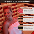 MEISSALIVVE Full Spectrum Sauna for Home, 1~2 Person Indoor Infrared Sauna Room with 10 Minutes Warm-up Heate, Canadian Hemlock Wood Home Infrared Sauna with Bluetooth and Tempered Glass