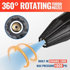 YAMATIC Pressure Washer Tips Turbo Nozzle 4000 PSI Max. 5000 PSI, 360° Rotating Turbo Spray Tips For Power Washer with 1/4" Quick Connector, 4.0 GPM