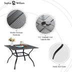 Sophia & William Metal Outdoor Dining Table, Square Mesh Patio Table with 1.57" Umbrella Hole, Coffee Bistro Table for Garden Lawn, 37"x 37"