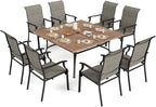 9 Piece Patio Dining Sets for 8, Outdoor Table and Chairs Set with Large Square Patio Dining Table and 8pcs Patio Stable Chairs, Outdoor Dining Sets for Backyard Deck Garden