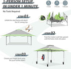 EAGLE PEAK 13x13 Straight Leg Pop Up Canopy Tent Instant Outdoor Canopy Easy Single Person Set up Folding Shelter w/Auto Extending Eaves 169 Square Feet of Shade (Gray)