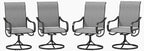 PHI VILLA Patio Swivel Dining Chairs Set of 4, Outdoor Chair with Textilene Mesh Fabric & Black Metal Frame for All Weather Outdoor Lawn Garden Poolside (Gray)