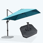 PURPLE LEAF Patio Umbrella with Base 10 Feet Outdoor Cantilever Square Umbrella Aluminum Offset Umbrella with 360-degree Rotation for Garden Deck Pool Patio, Turquoise Blue