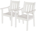 YEFU Outdoor Patio Chairs Set of 2: All Weather Outdoor Dining Chairs with Wide Curved Seat and Backrest - Plastic Patio Chairs for Outside Backyard/Garden/Pool/Porch/Deck 350lbs Capacity White