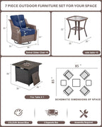 Belord Luxury Patio Furniture Set with Fire Pit Table - Outdoor Swivel Rocker Chairs Set of 4 with 30 inch Propane Fire Table for Patio Conversation and Cozy Outdoor Gatherings