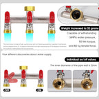 3 Way Garden Hose Splitter, Heavy Duty Brass Nickel Plated Rust Resistant Faucet Manifold, 3/4" Frost Resistant Outdoor Hose Adapter Connector，Hose Spigot Adapter with 3 large red handles