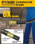 3/8" Pressure Washer Hose 70FT 4800PSI, Power Washer Hose Steel Wire Braided with Swivel Quick Connect, Commercial Grade Industrial High Pressure Water Washing Hose (4800PSI, 70FT)