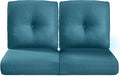 Pop 22x25/22x24 Outdoor Seat Cushions Set of 2 - Comfortable High Back Water-Resistant Patio Wicker Chairs Cushion for Rocker Glider Loveseat Couch Sectional Sofa - Peacock Blue/Button