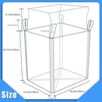 FIBC Bulk Bag - 4400 lbs Capacity, 35x35x43 inches, Polypropylene (PP), Open Top, White, Rectangular, Reusable, 10-Pack