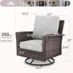 Patio Wicker Swivel Chairs Set of 2, Outdoor High Back Chairs with 5.5" Waterproof Cushions, Outdoor Furniture Set for Deck Porch and Yard, Peacock Blue