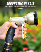 RAINPOINT Garden Hose Nozzle, Hose Sprayer Nozzle with 9 Spray Patterns, High Pressure Water Hose Nozzle Heavy Duty Metal Hand Sprayer, Watering Plants and Lawn, Car Washing, Pet Showering,Grey 2pcs