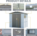 Galvanized Steel Frame & Solid Cedar Wood Wall Shed | 4x6ft Outdoor Storage Shed with 9-Level Wind Resistance & 10-Grade Waterproof Roof, Lockable Double Doors & 2 Windows for Garden Patio