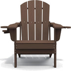 SERWALL Adirondack Chair with Cup Holders - Composite Adirondack Chairs Set of 6 HDPE Outdoor Chairs All Weather Use- Coffee