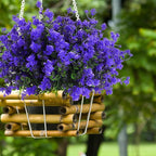 RECUTMS Fake Outdoor Flowers Artificial Flowers Plants for Window Boxes Spring Outdoor Home Decoration, 10 Bundles Fake Faux Eucalyptus for Outside Home Planter Porch Patio Window Yard Decor(Purple)