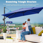 Hotime 10ft Patio Umbrella Outdoor Patio Height adjustable and Windproof, Heavy Duty Aluminum Square Offset Patio Umbrella Cantilever Pool Umbrella with 360°Rotation for Garden Deck Pool, Dark Blue