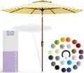 Midtown Umbrellas Wooden 2-8 Feet Outdoor Patio Umbrella, Terylast White & Yellow Stripes Fabric, Aluminum Frame For Backyard Umbrella, Deck Umbrella, Garden Umbrella & Pool Umbrella - Wooden Pole