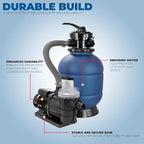 XtremepowerUS 13" Sand Filter 3/4HP Pool Pump 2,400 GPH for Above Ground Swimming Pool Set Multi-Port Valve Up To 10,000 Gallons, 1-1/4"NPT