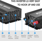 1500 watt Power Inverter 12v to 110v,dc to ac Converter with 3 AC Outlets,12 Volt Power Inversor 1500W Rv/Camping/Home/Emergency Power