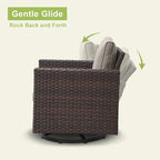 Rilyson Outdoor Patio Swivel Rocker Chairs - 3 Piece Wicker Patio Furniture Bistro Swivel Rocking Chairs Set with Comfortable Cushions,Sturdy Metal Frame and Side Table for Porch Deck(Brown/Grey)