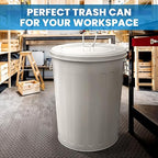 Plexon Large Metal Trash Can with Lid 20 Gallon, Decorative Outdoor Trash Can, Heavy Duty Galvanized Metal Bucket with Lid for Kitchen Garage Farmhouse, Beige, 3 Pack