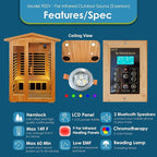 Saunas 902V Far Infrared Sauna, Outdoor Wooden Dry Sauna Low EMF (Hemlock Wood, 2-Person Size)