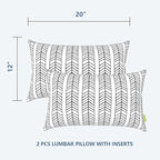 LVTXIII Set of 2 Patio Lumbar Pillows, 12”x20” Fade Resistant Outdoor Lumbar Pillow with Inners, Fluffy Decorative Garden Lumbar Cushions for Home Patio Coach Sofa Use, Herringbone Black White
