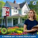 Bird Houses for Outside, Claret-Red Bird House, Bluebird Houses for Outside, Garden Decoration Birdhouses for Outdoors, Bluebird Finch Swallow Wren Chickadee