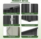 4x8 FT Lean to Metal Shed,Outdoor Storage Shed W/Floor Frame & Reversible Installation,All Weather Waterproof Garden Tool House W/Lockable Door & 2 Air Vents,for Backyard,Patio,Lawn,Black