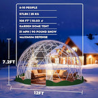 Garden Dome Tent, 12 x 7.2 ft Outdoor Clear Bubble Tent for 2-4 Person, All-Weather Geodesic Dome Greenhouse with Window & Door, PVC Transparent Tent for Patio, Camping, Party (12FT - Green)