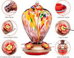 Muse Garden Hummingbird Feeders for Outdoors Hanging, Blown Glass Hummingbird Feeder, Humming Bird Gifts for Mom, Garden Decor for Outside, Unique Gifts Idea for Women, 34OZ, Purple Tulips